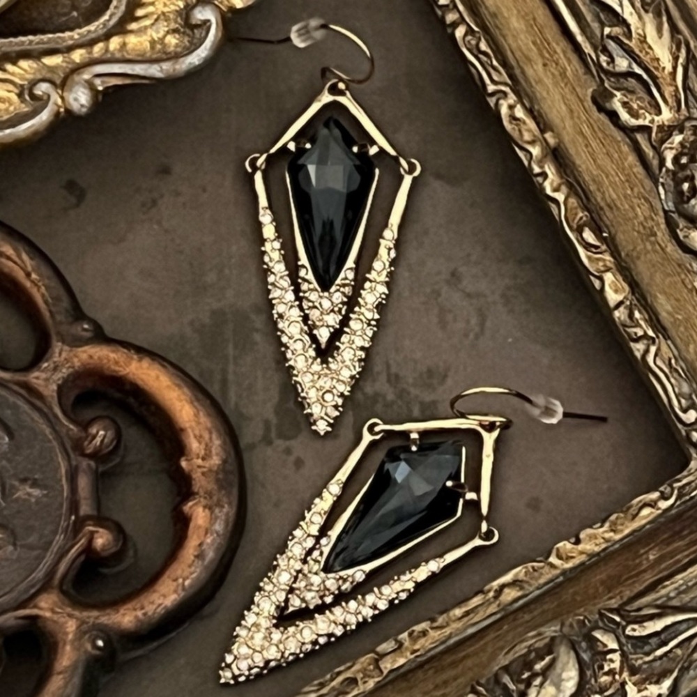 Alexis Bittar Blue and Gold Art Deco Earrings